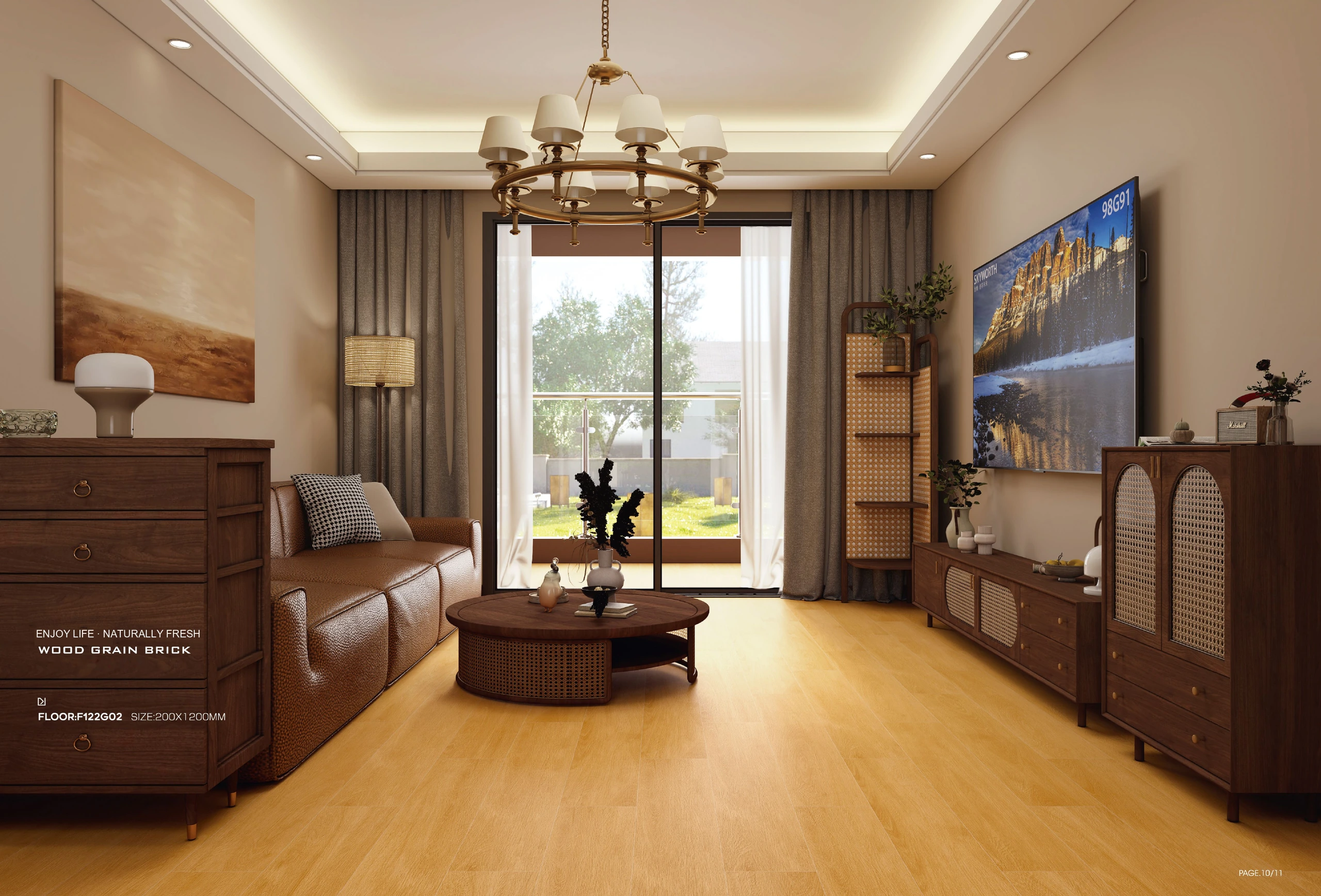 F122G02 200 × 1200 mm wood-look tile — image 2