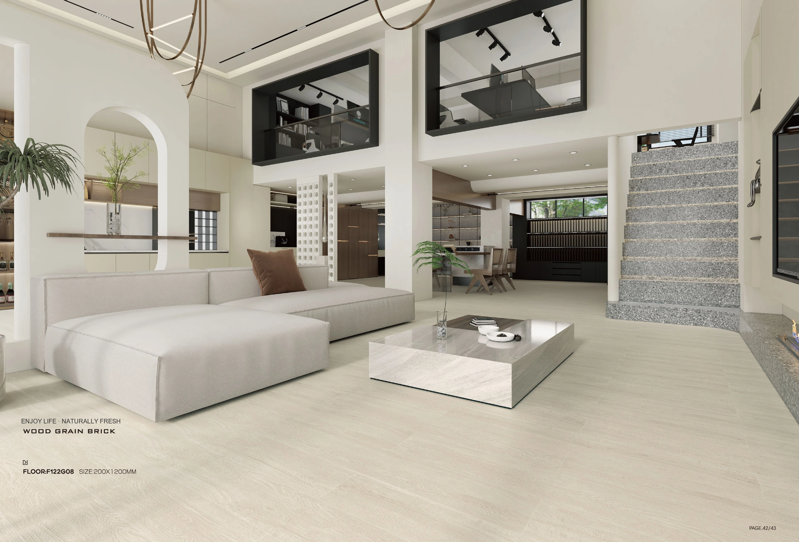 F122G08 200 × 1200 mm wood-look tile — image 2
